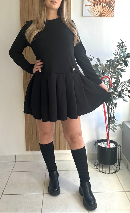 Robe à plis et boutons dorés BLAIR✨